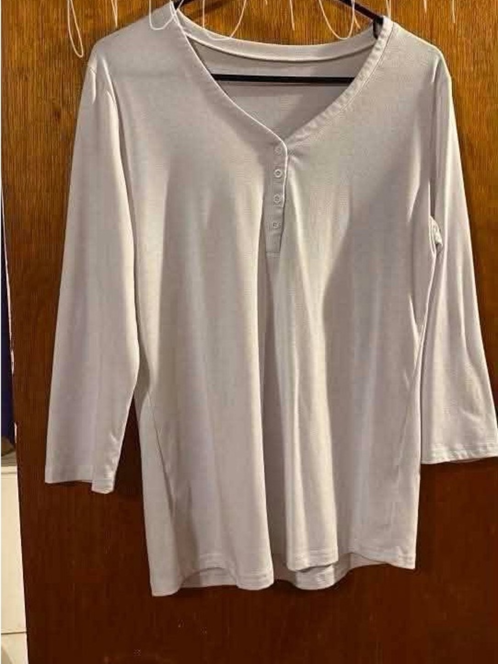 Women's Cream Long-Sleeve Henley Top